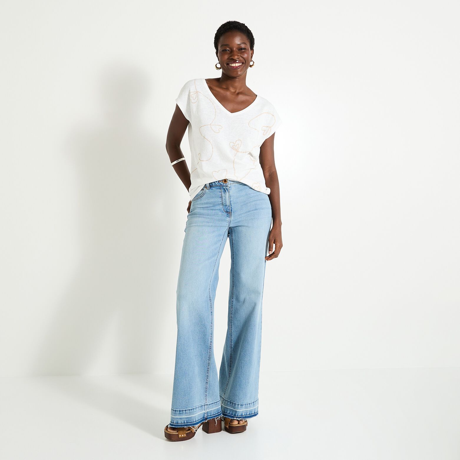 T-shirt col V femme