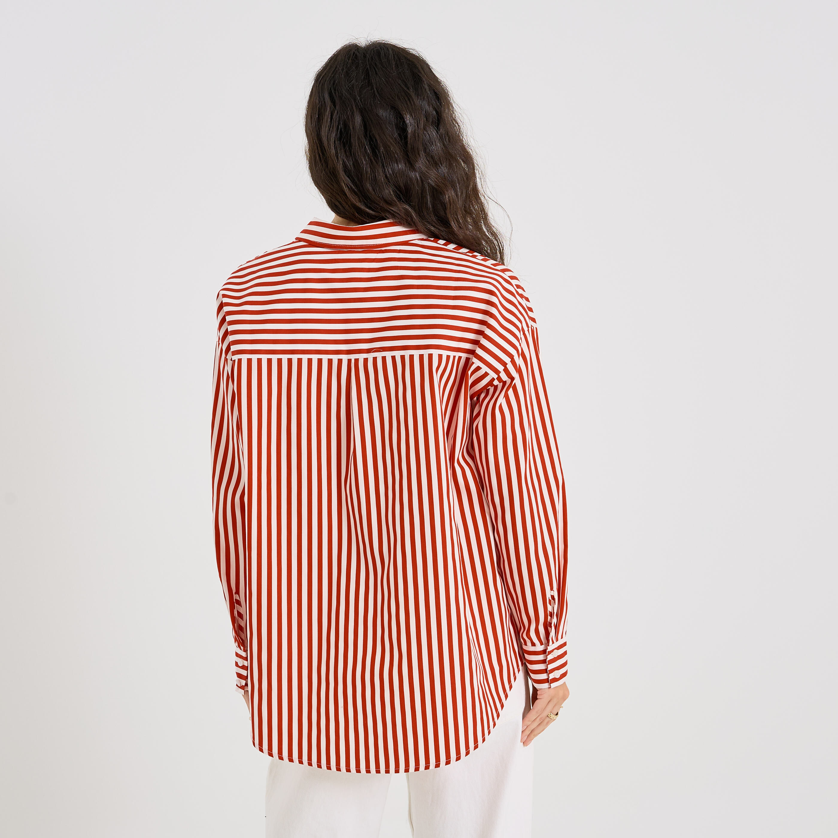 Chemise &agrave; rayures avec broderie femme