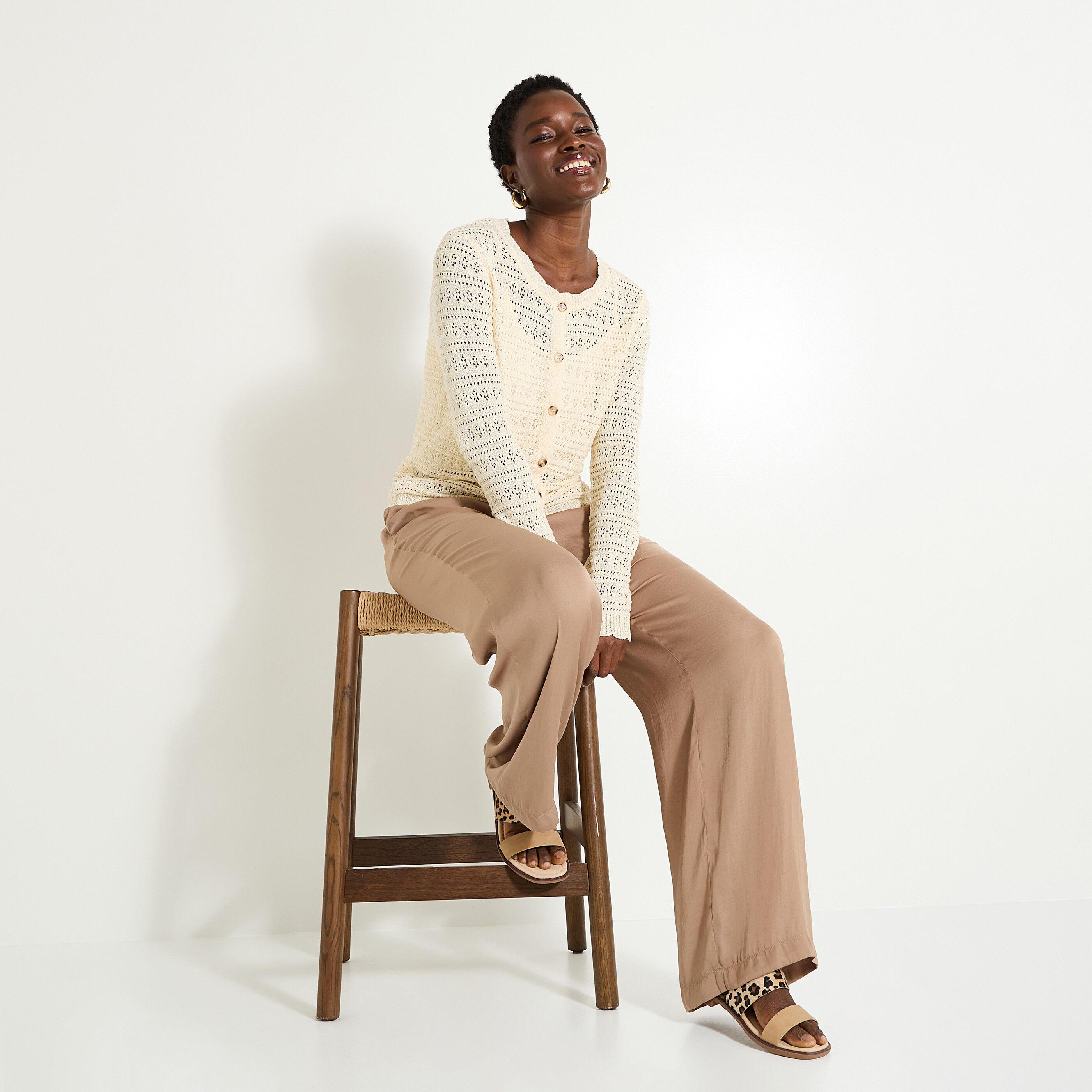 Gilet col rond femme