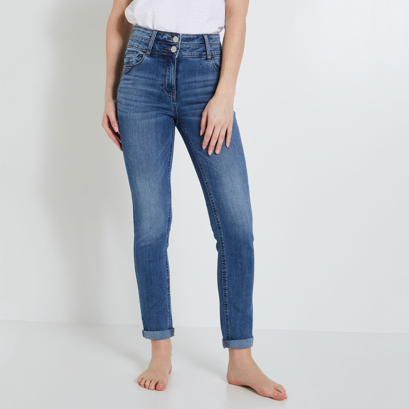 Jean raccourci taille haute HANOI femme
