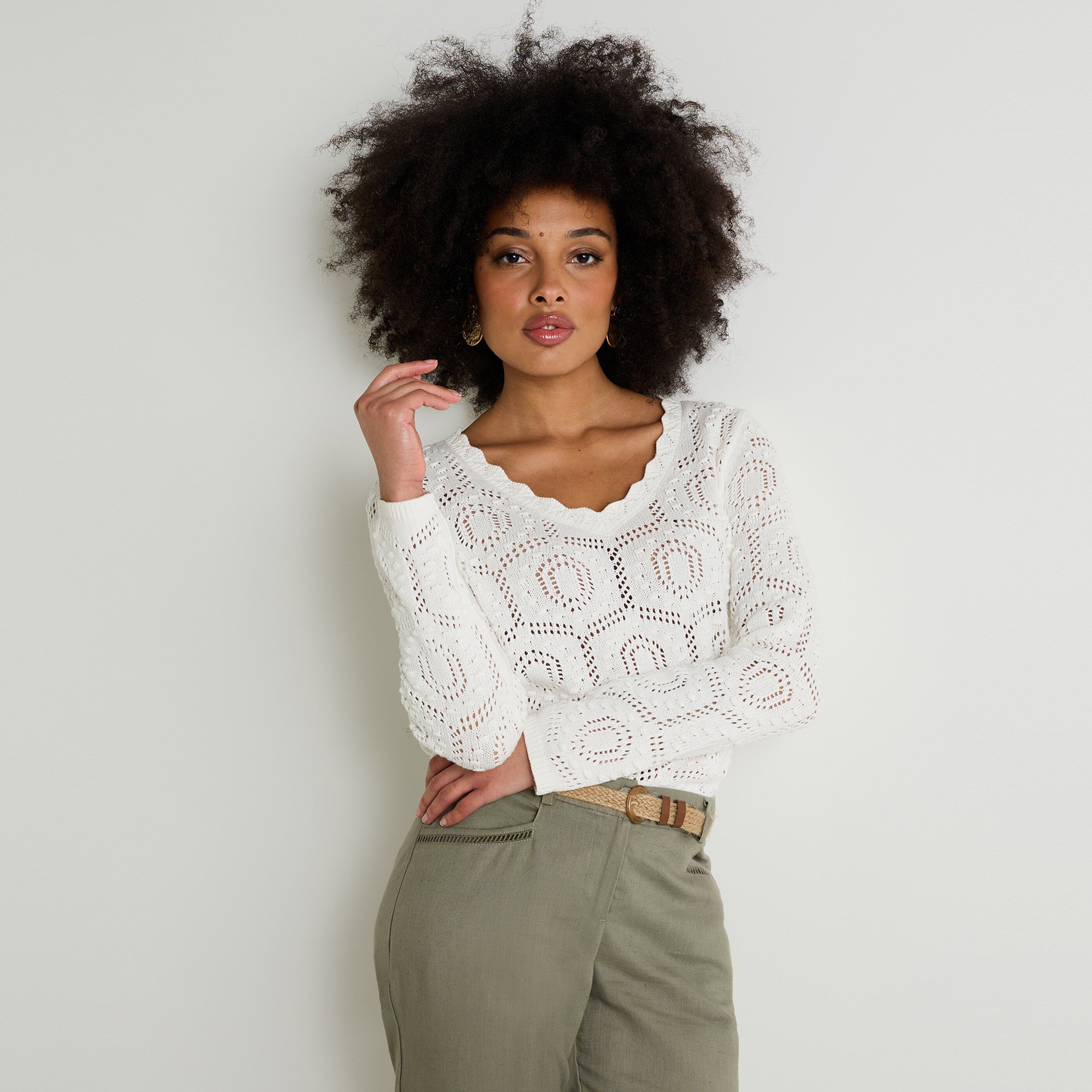 Pull jeux de points femme