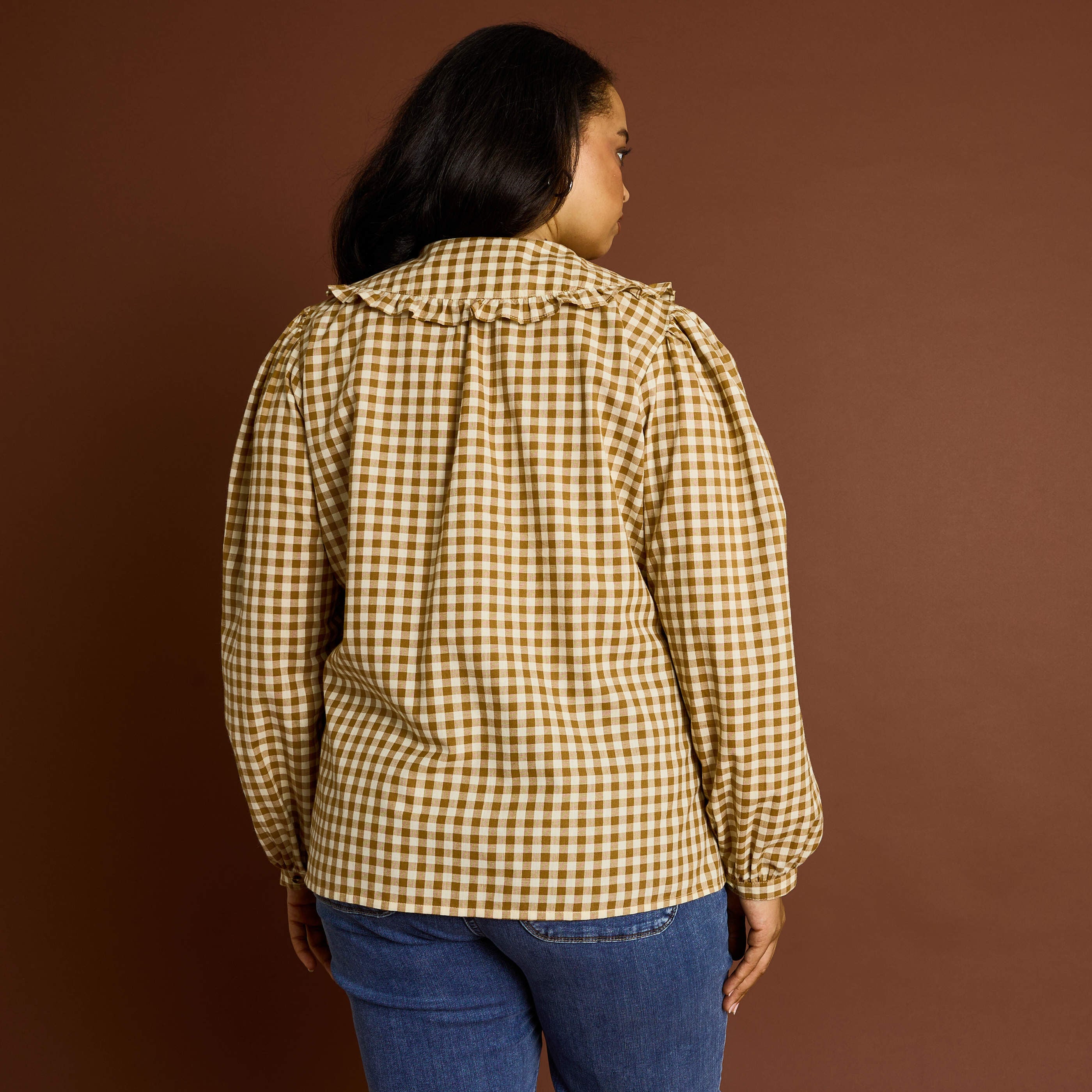 Chemisier col claudine vichy femme