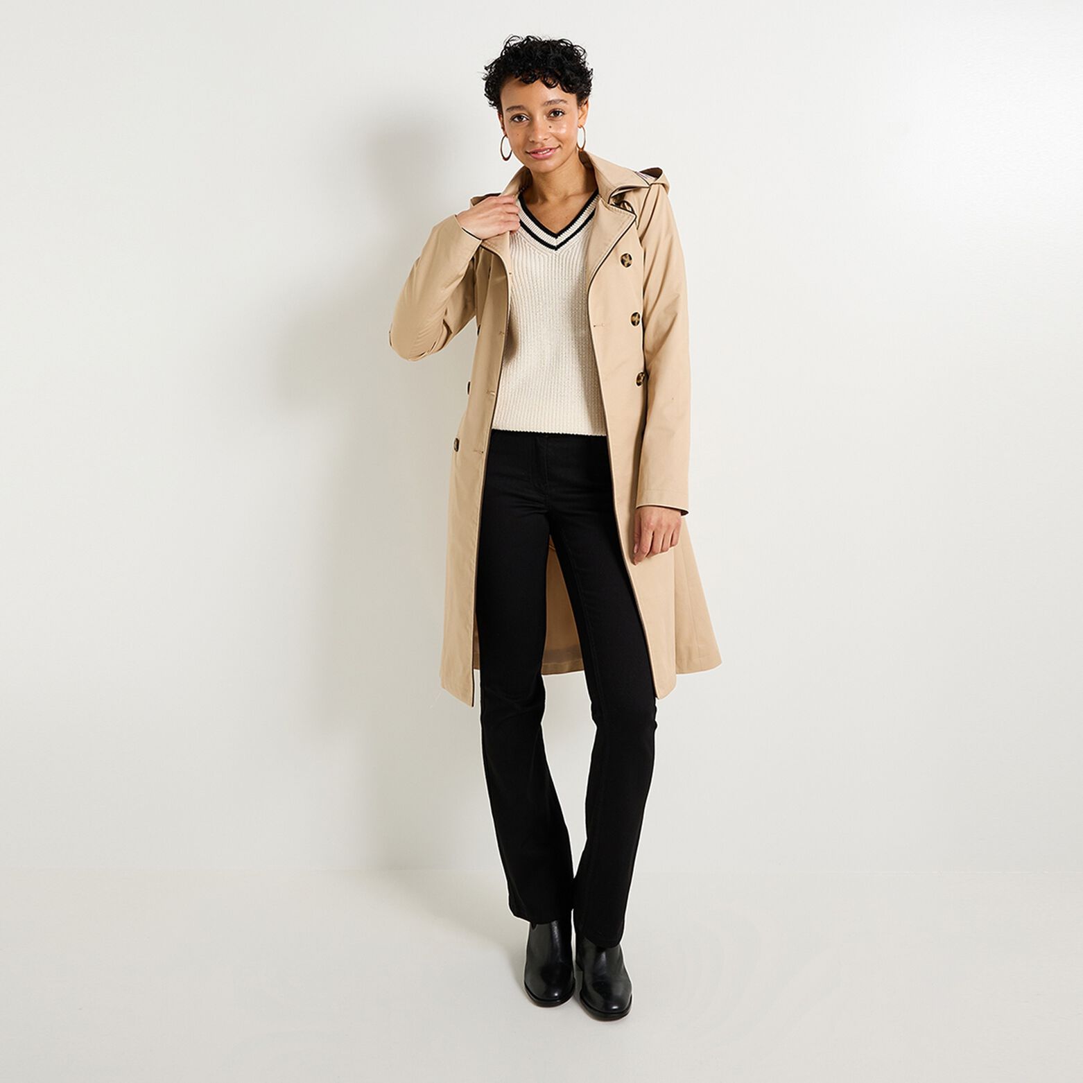 Pull col V femme