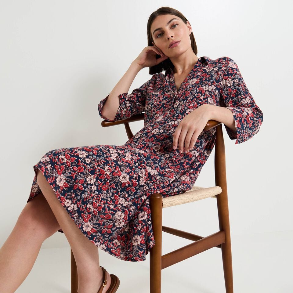 Robe col chemise femme NECTARINE | Graindemalice — comment habiller une morphologie en X (sablier, taille marquée, épaules et hanches équilibrées)
