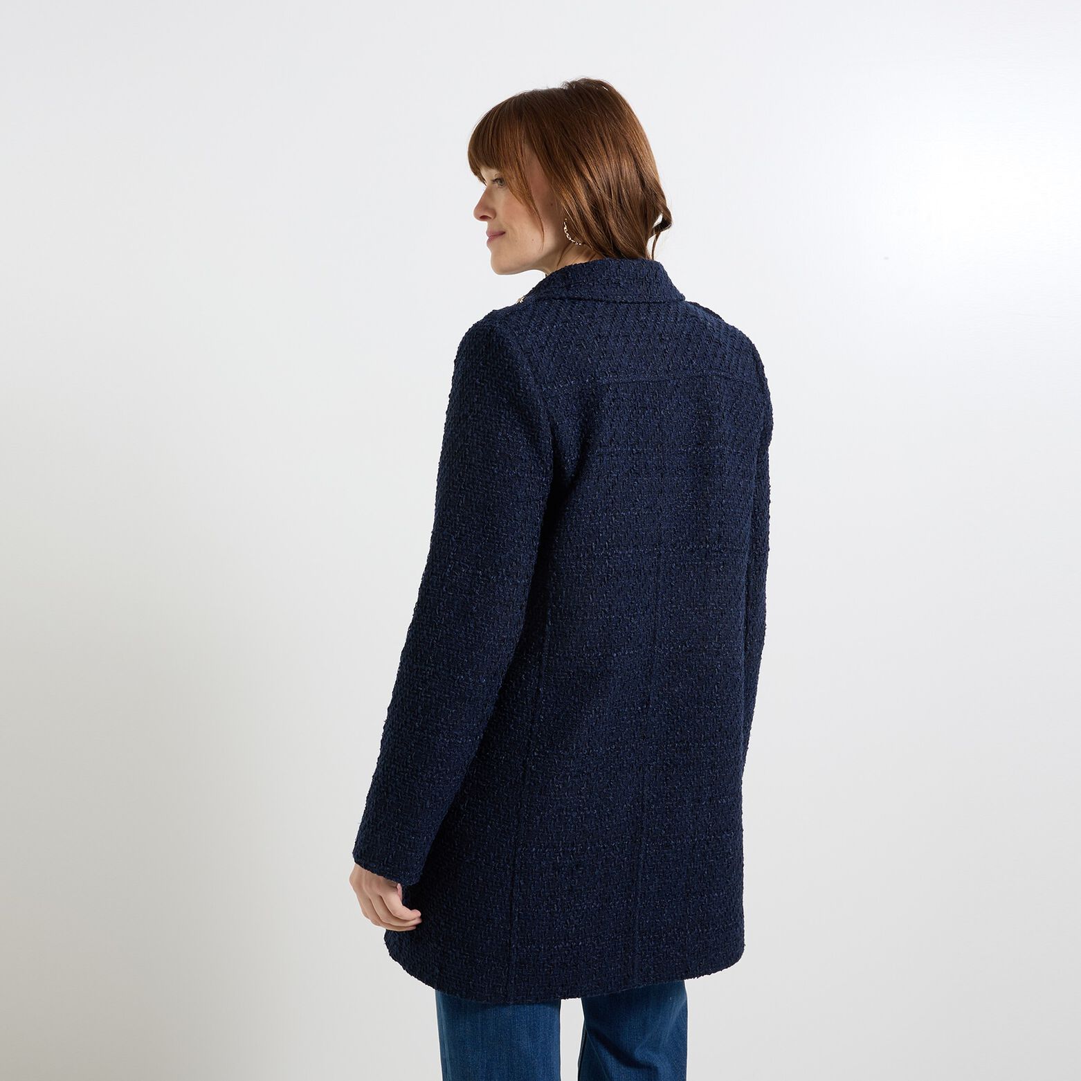 Manteau tweed boutons femme