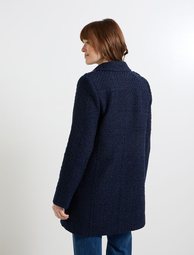 Manteau tweed boutons femme