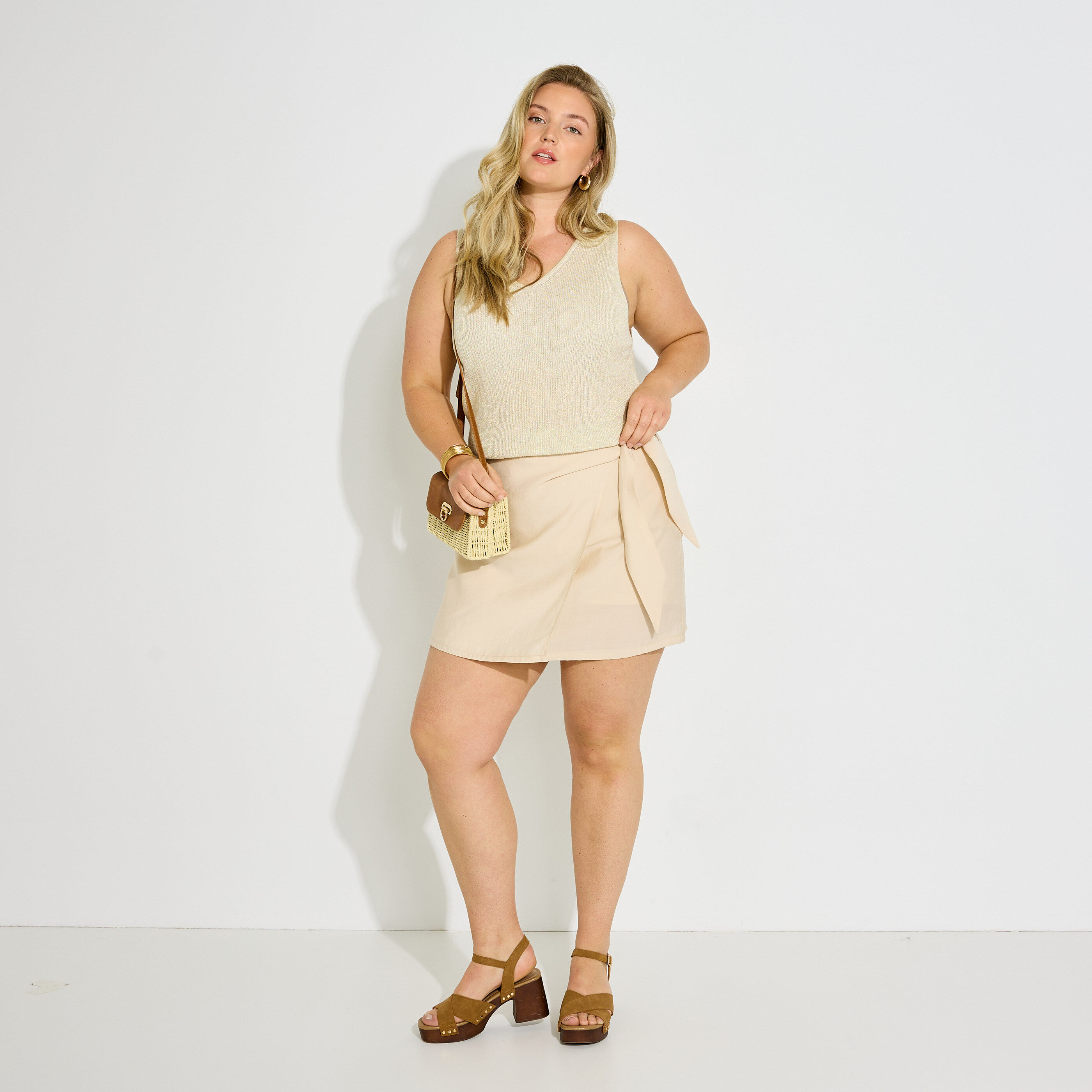 D&eacute;bardeur maille c&ocirc;tel&eacute;e femme