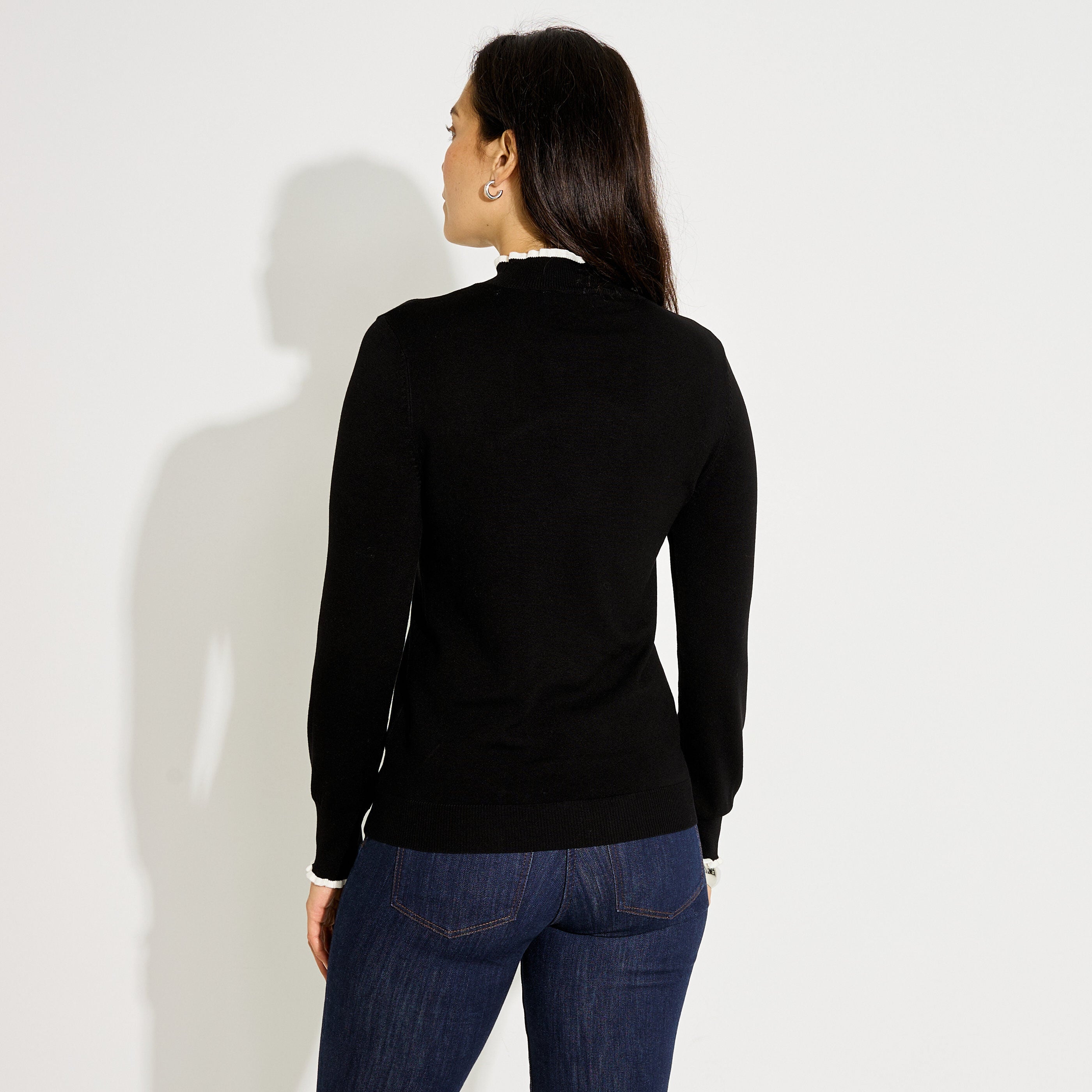 Pull col montant volant&eacute; femme