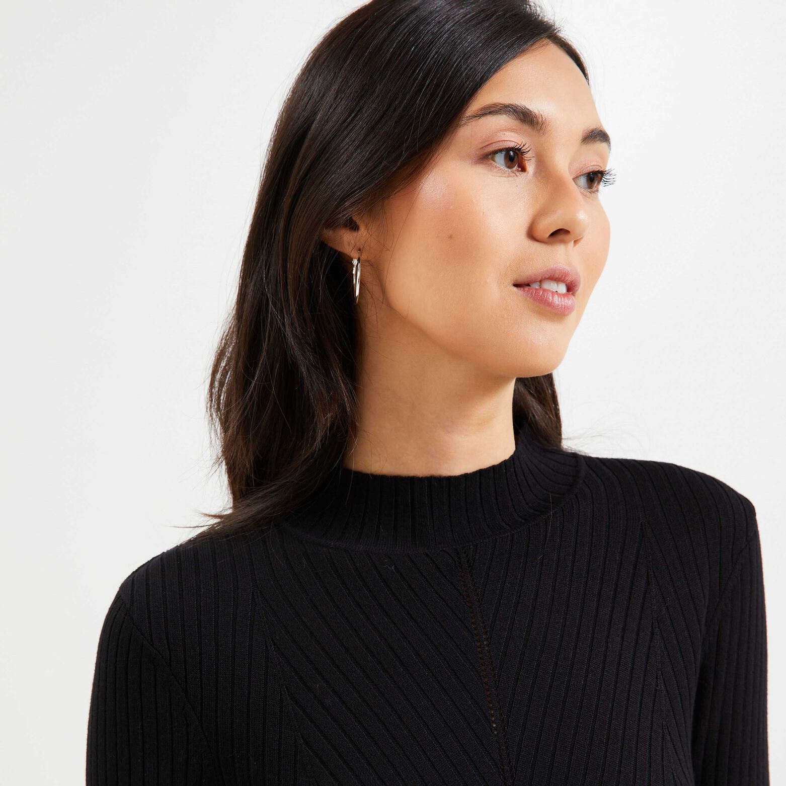 Pull fin côtelé femme