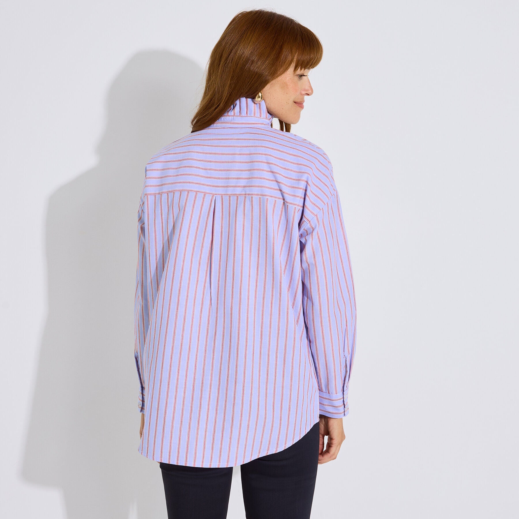 Chemise ray&eacute;e &agrave; broderie chien femme
