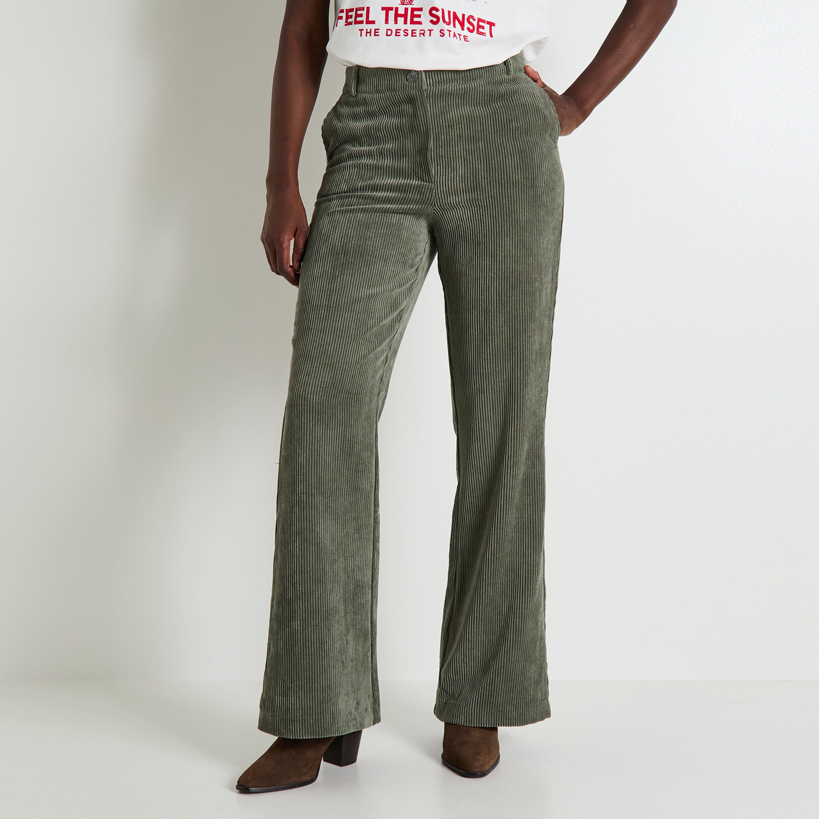 Pantalon velours flare femme