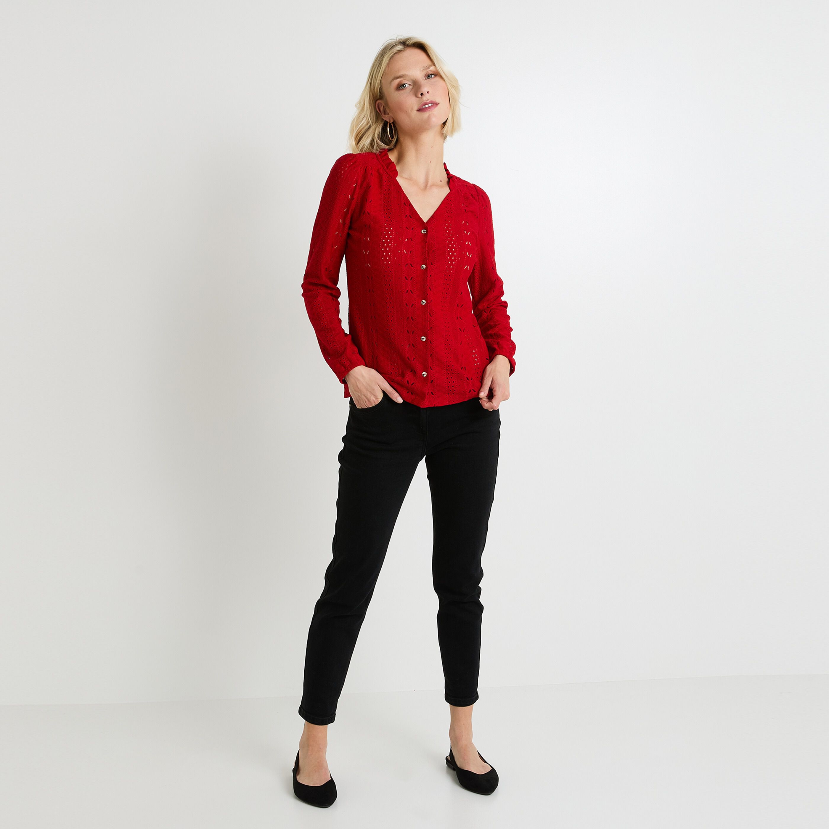 Chemisier col V femme