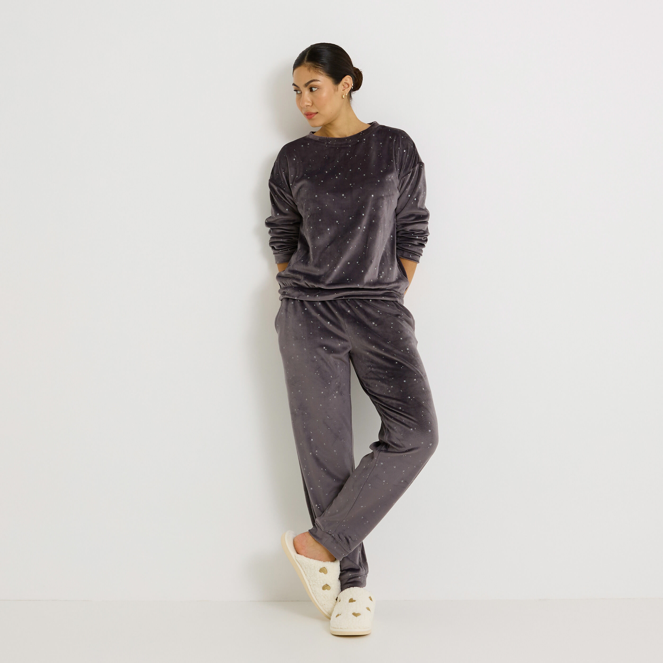 Pantalon de pyjama en velours femme