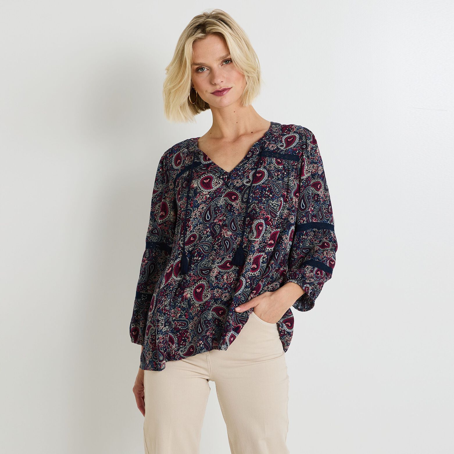 Blouse col V femme