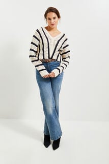 Pull col V femme