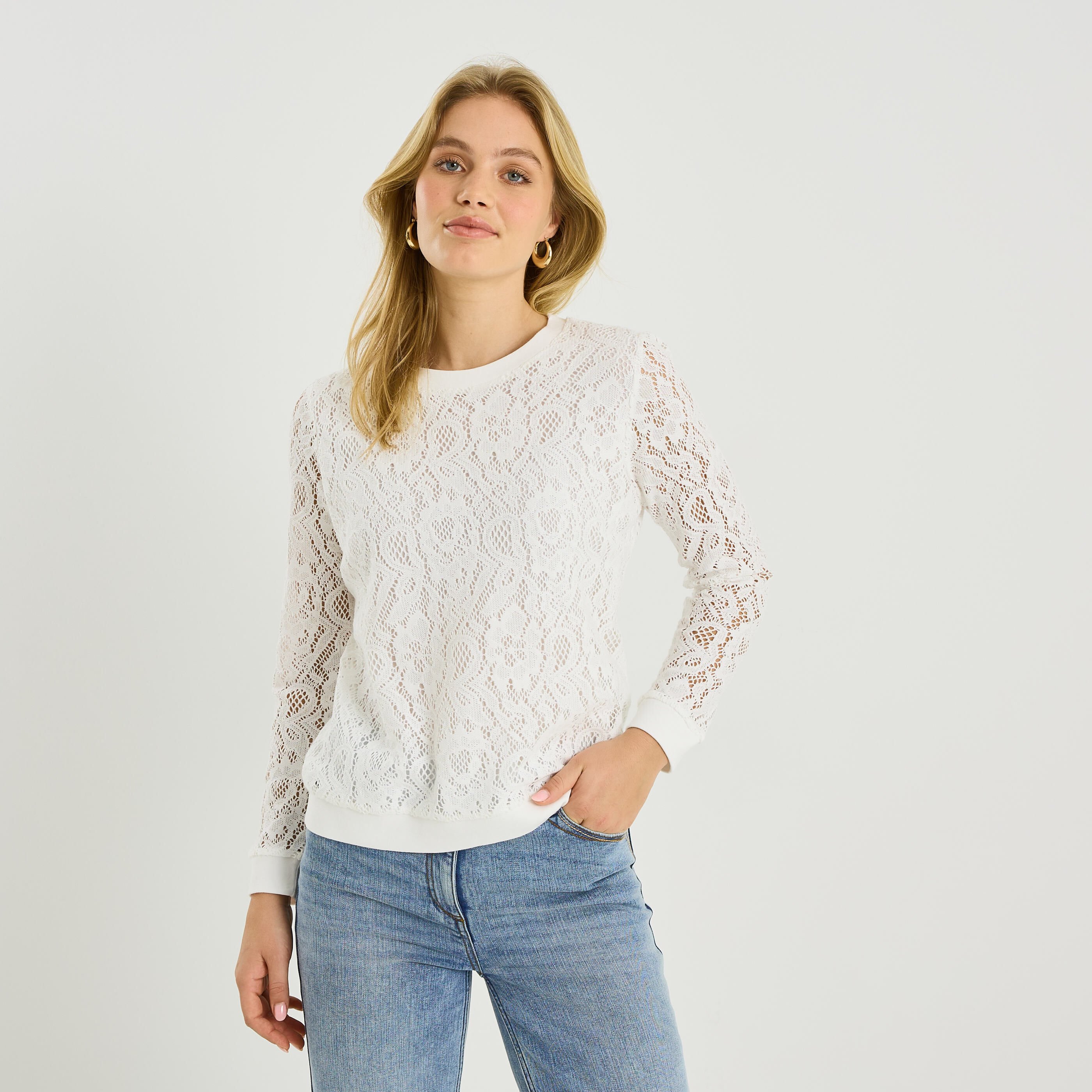 Sweat d&eacute;tails ajour&eacute;s femme