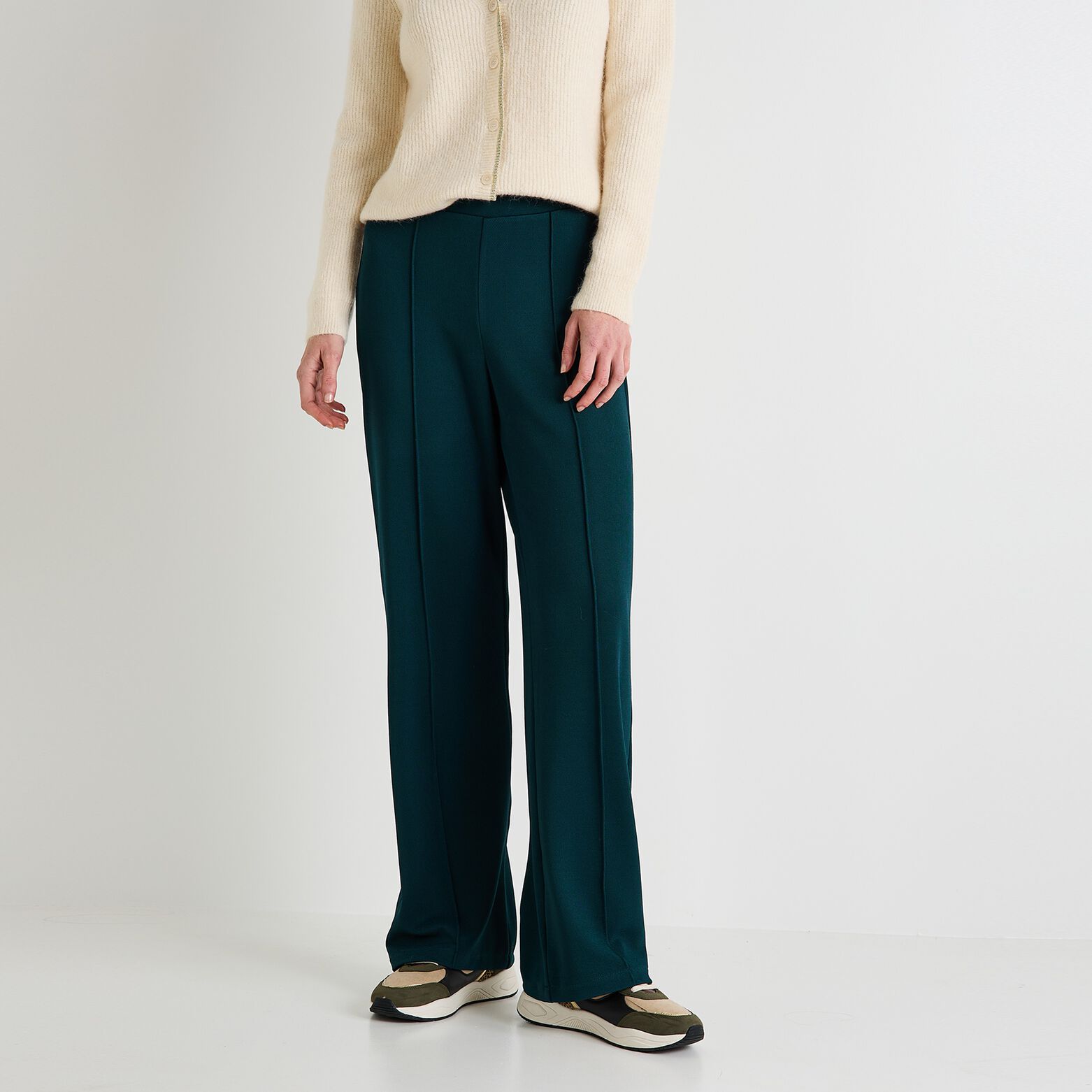 Pantalon large en maille femme
