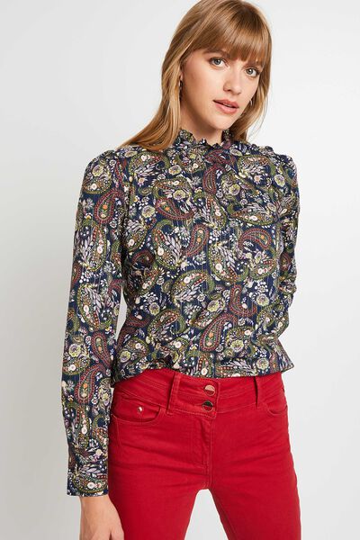 Blouse col montant femme