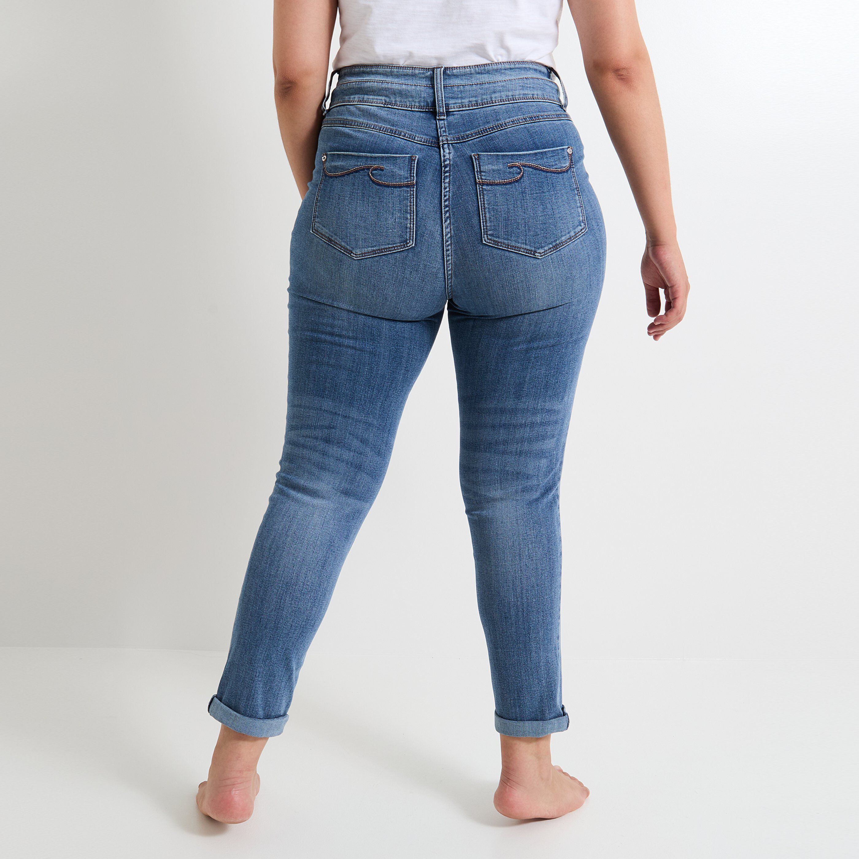 Jean raccourci taille haute HANOI femme