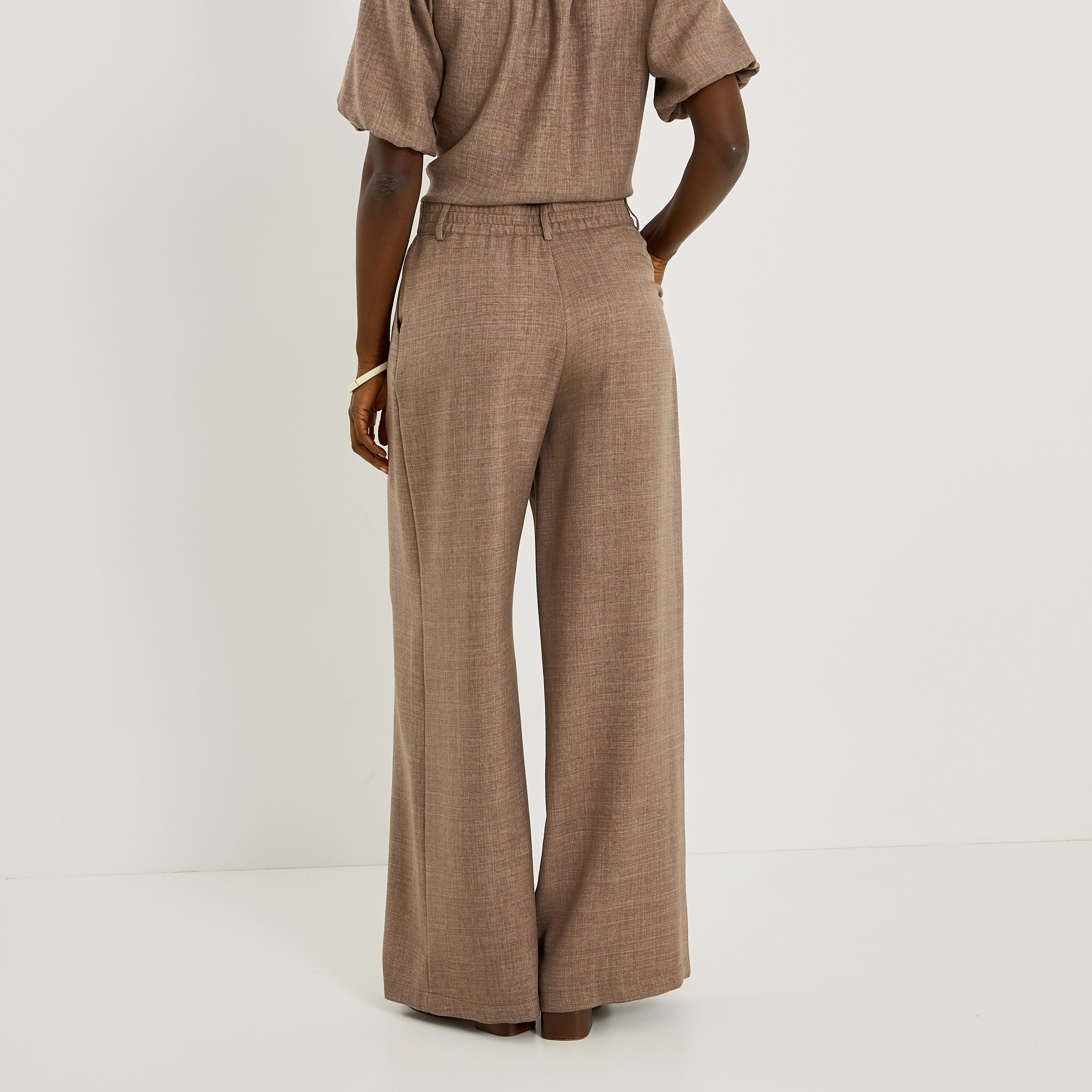 Pantalon large &agrave; pinces femme