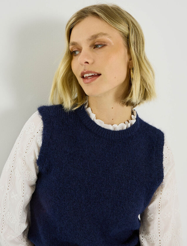 Pull bi-mati&egrave;re col montant femme