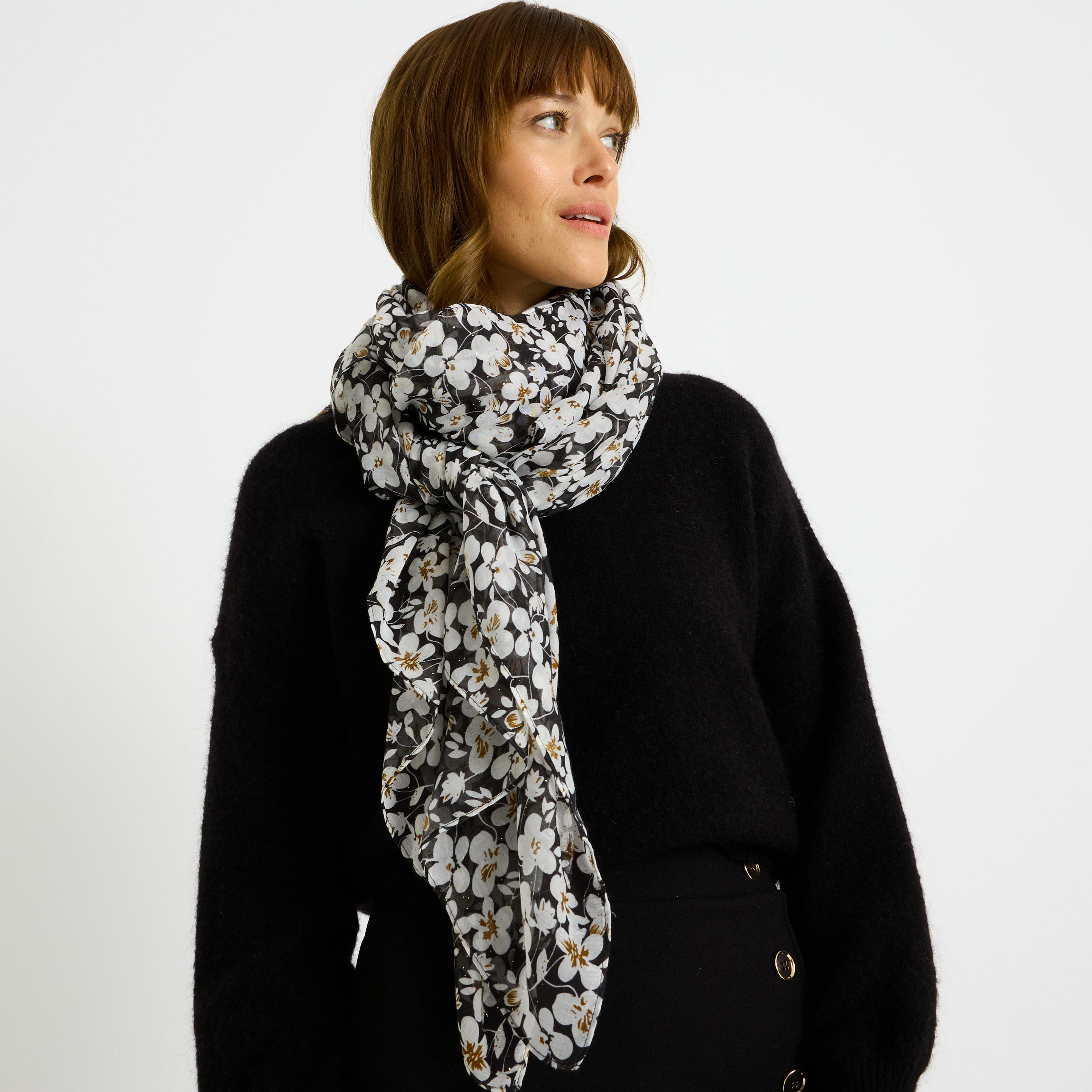 &Eacute;tole longue imprim&eacute; fleuri femme