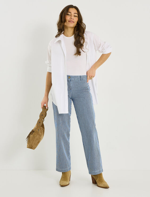 Pantalon &agrave; rayures verticales femme