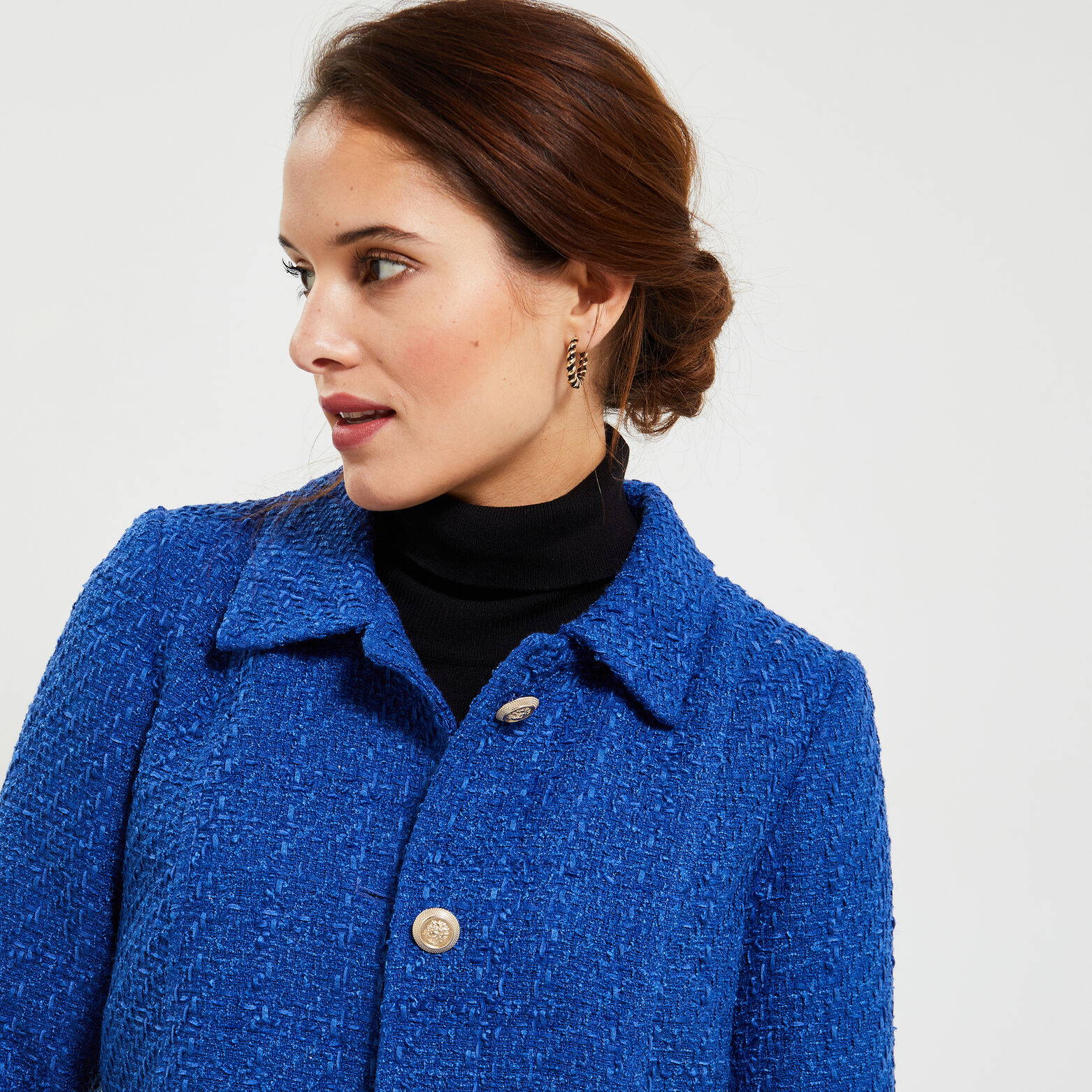 Manteau mi-long en tweed femme