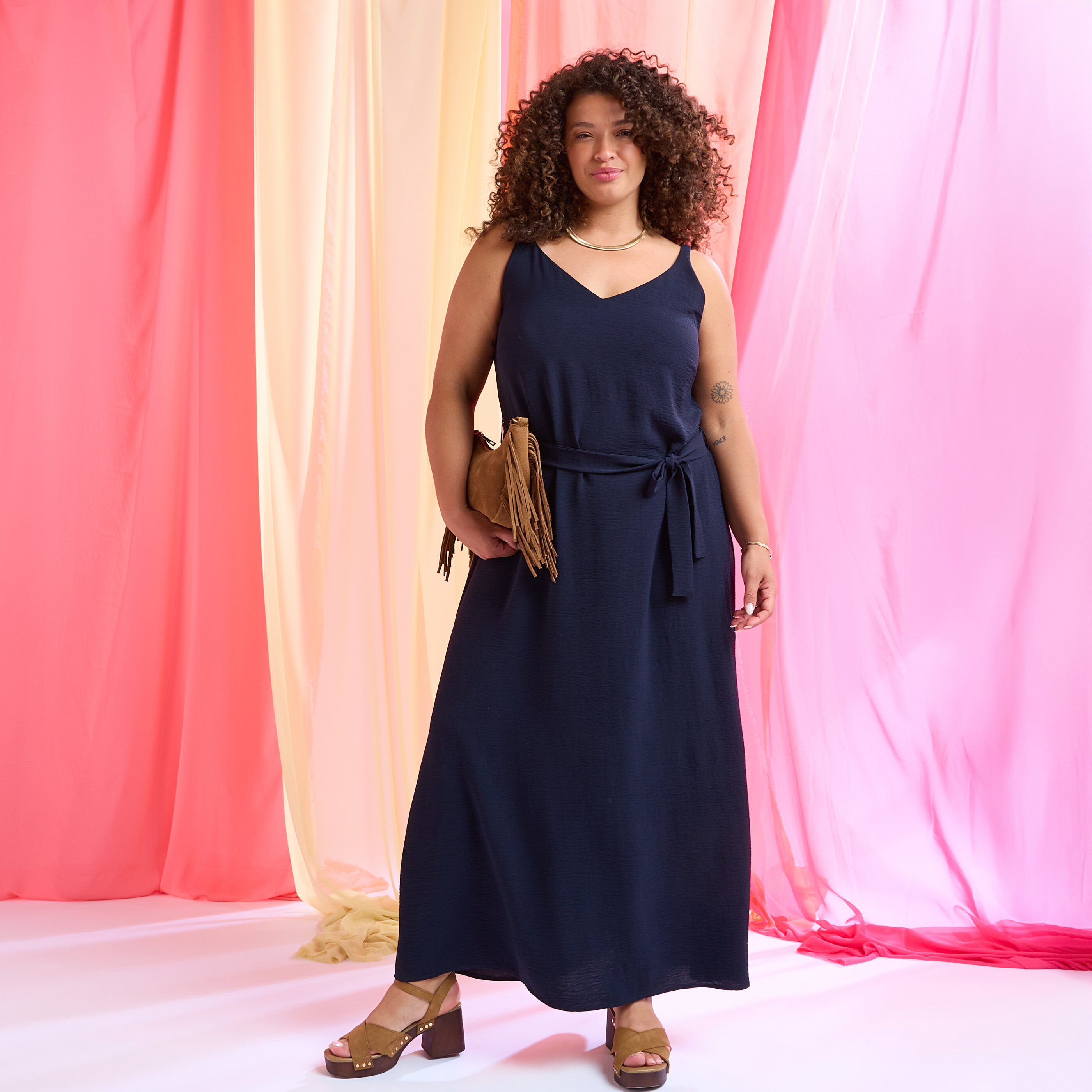 Robe longue fluide unie