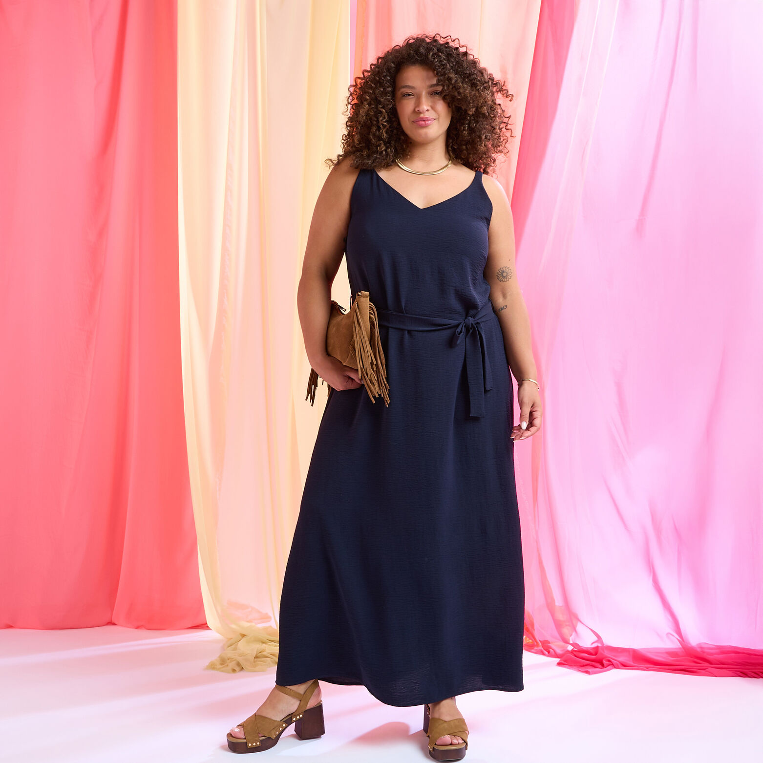 Robe longue unie femme
