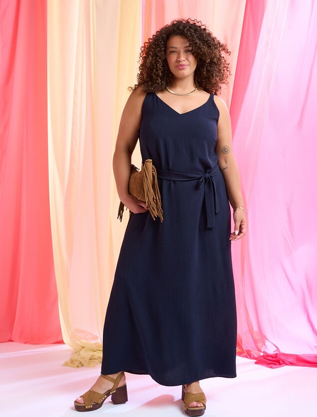 Robe longue fluide unie