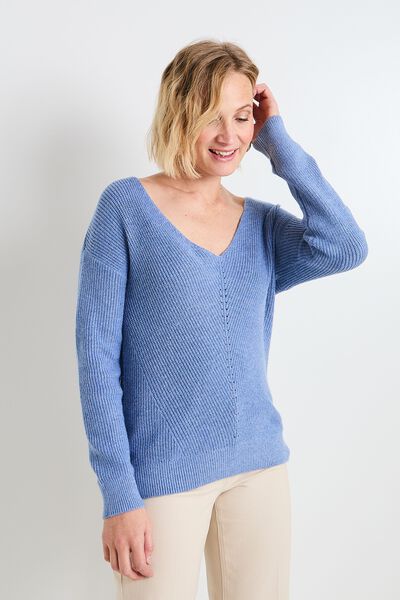 Pull col V femme