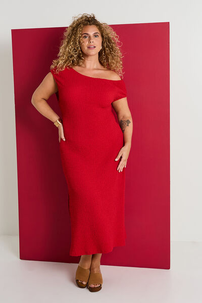 Robe longue en maille gaufrée
