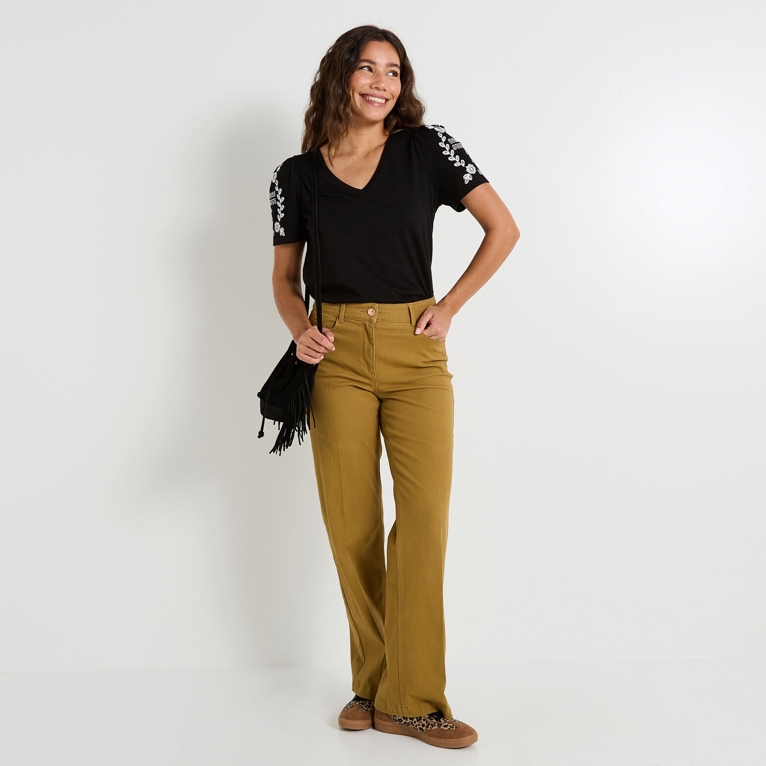 T-shirt col V femme