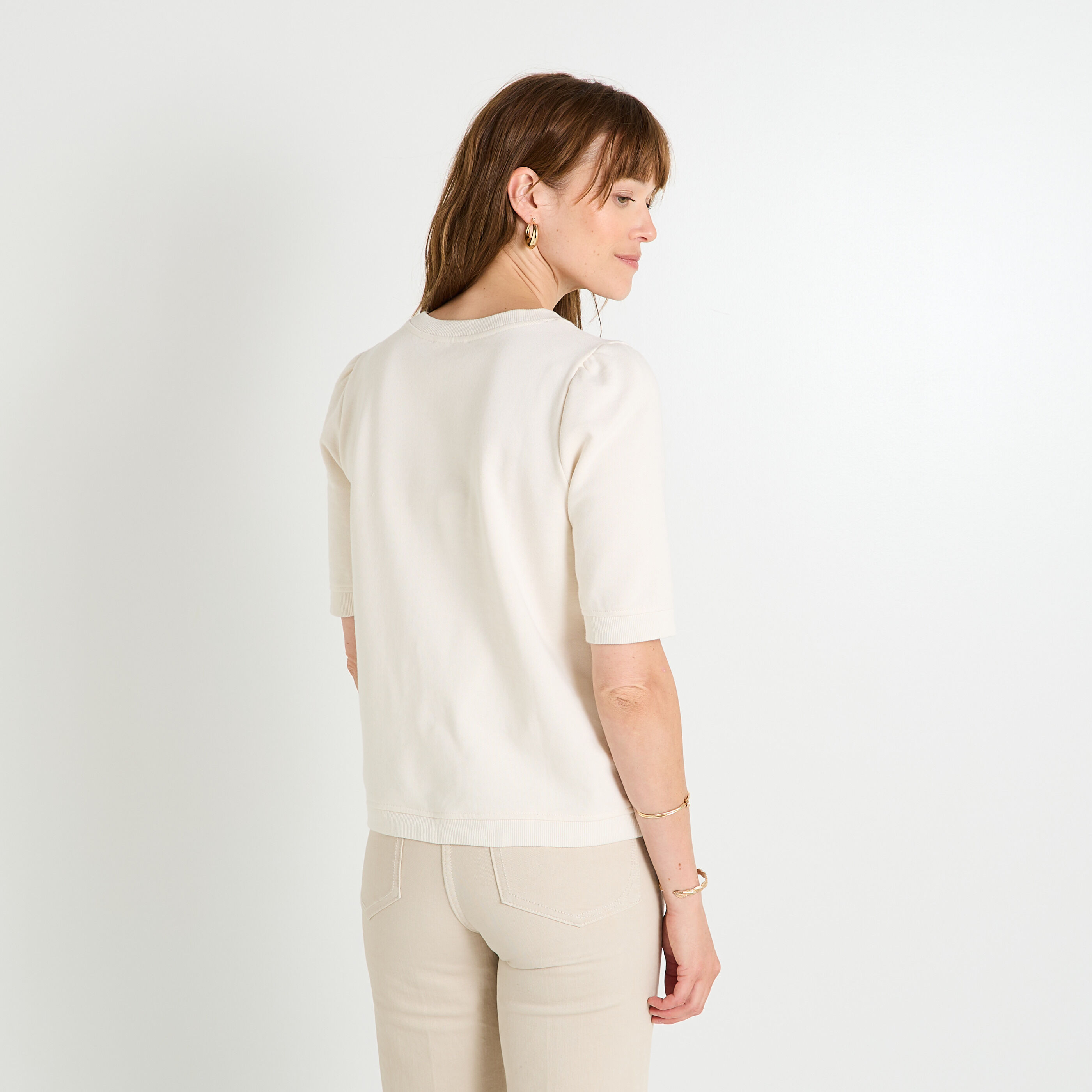 Sweat manches courtes brod&eacute; femme