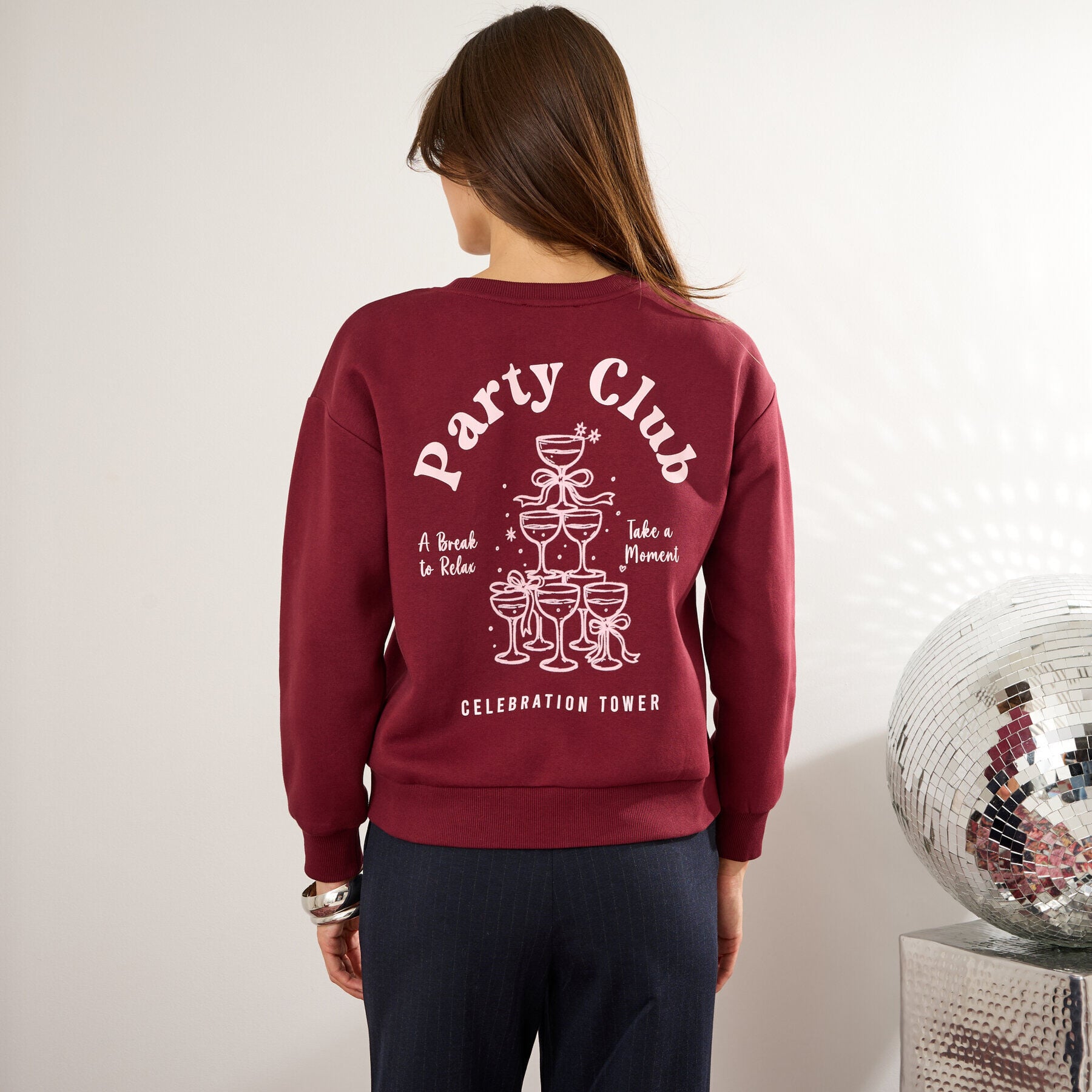 Sweat imprim&eacute; col rond femme