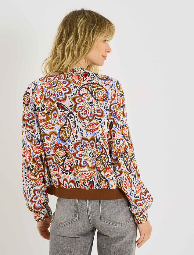 Veste bomber zipp&eacute; imprim&eacute; paisley femme