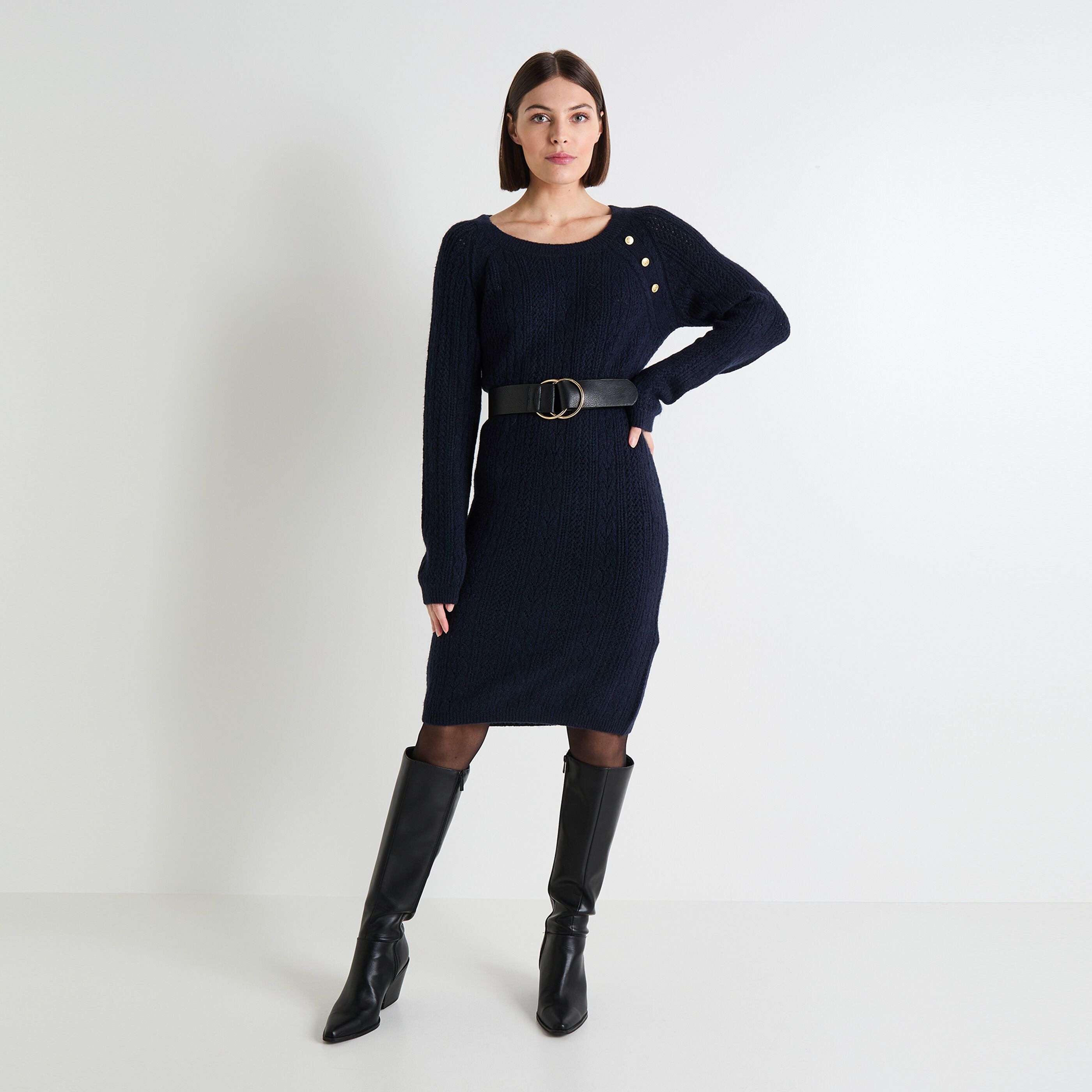 Robe pull col rond femme