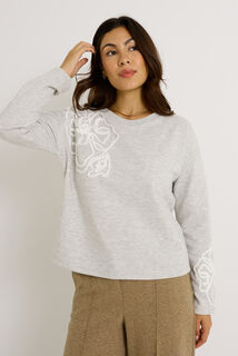 Sweat print fleur manches longues femme