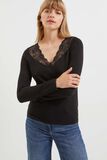 Pull col V dentelle femme