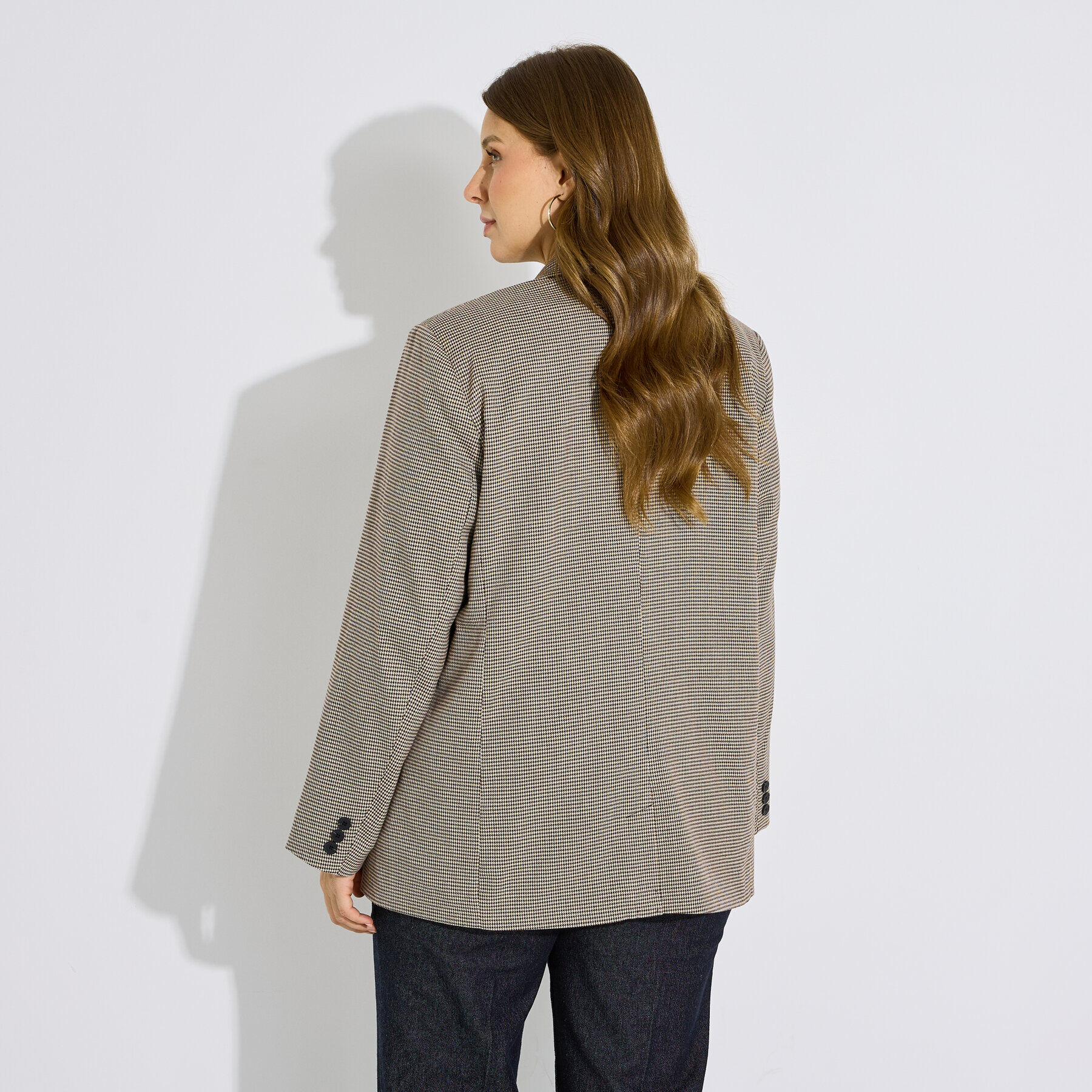 Veste blazer structur&eacute; &agrave; carreaux femme