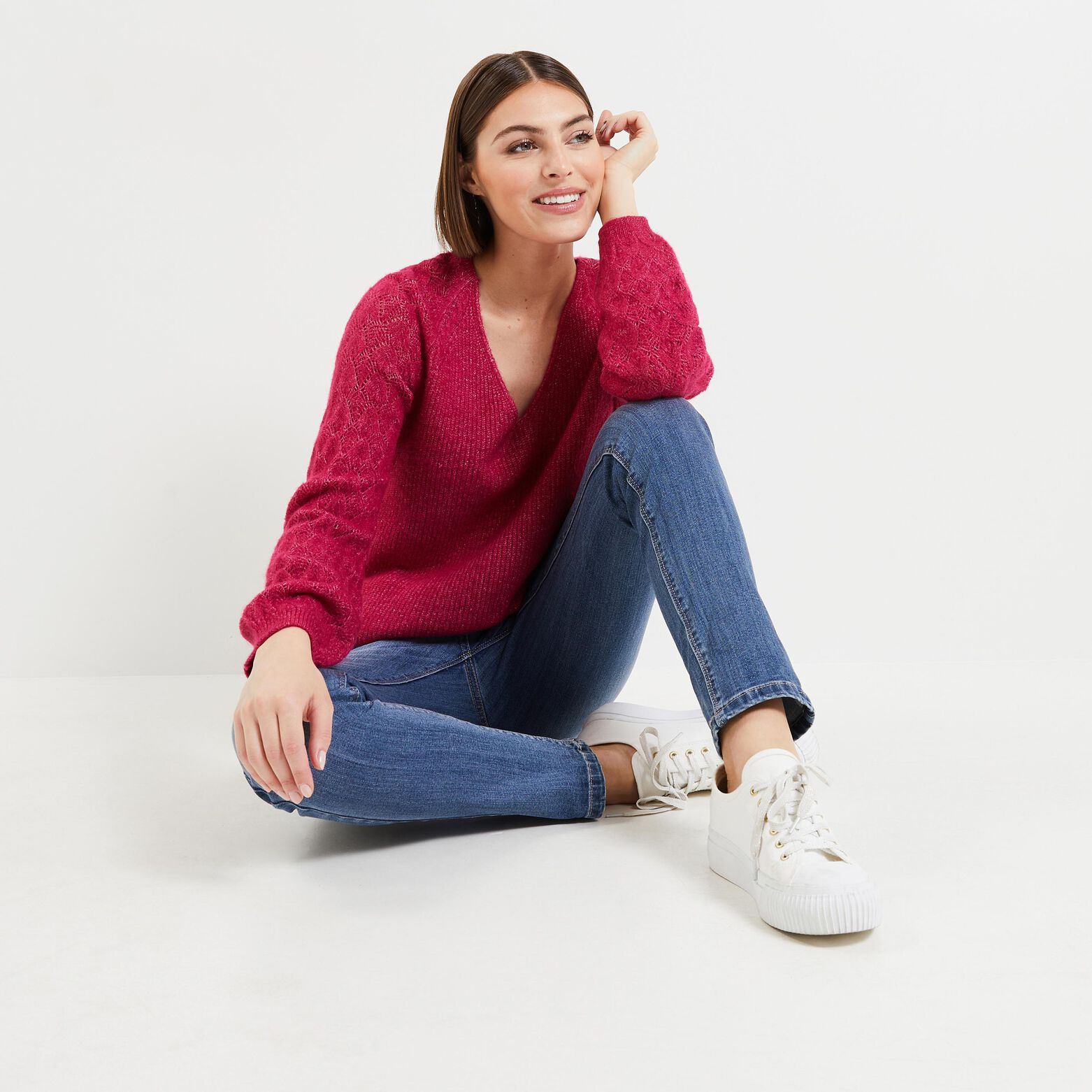Pull maille ajourée femme