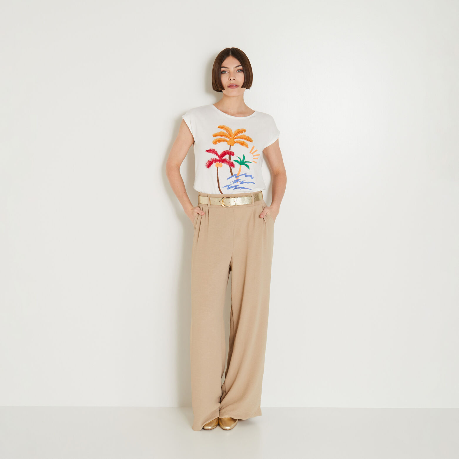 Pantalon à pince large femme