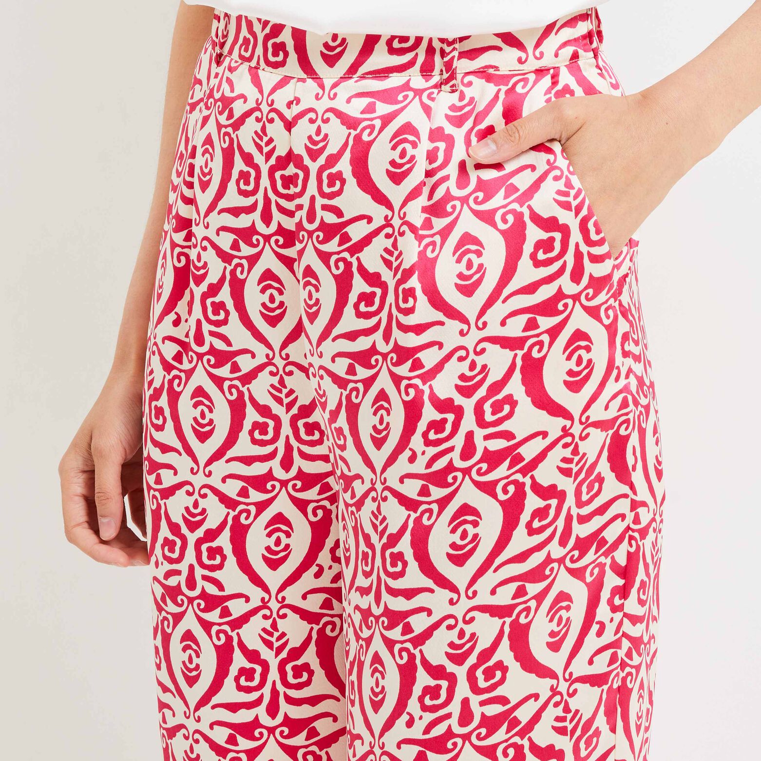 Pantalon satin imprimé femme