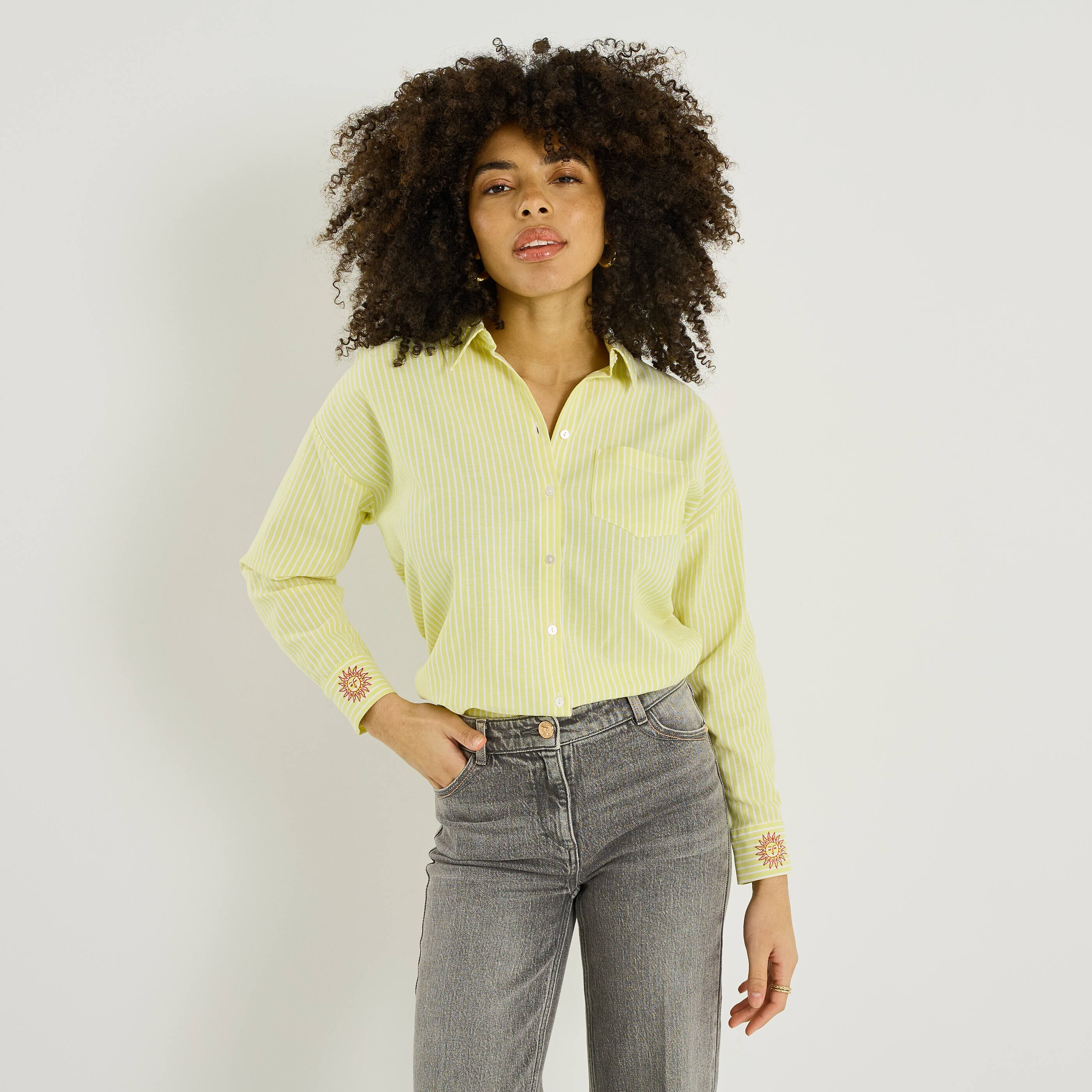 Chemise oversize ray&eacute;e femme