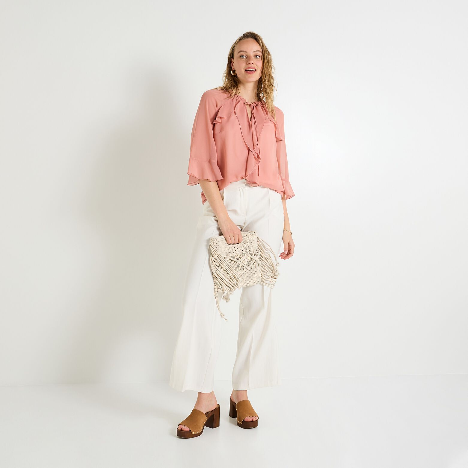 Blouse col V femme