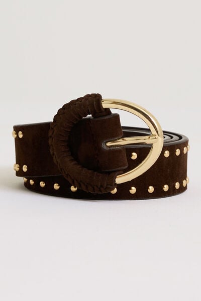 Ceinture à clous couleur or femme