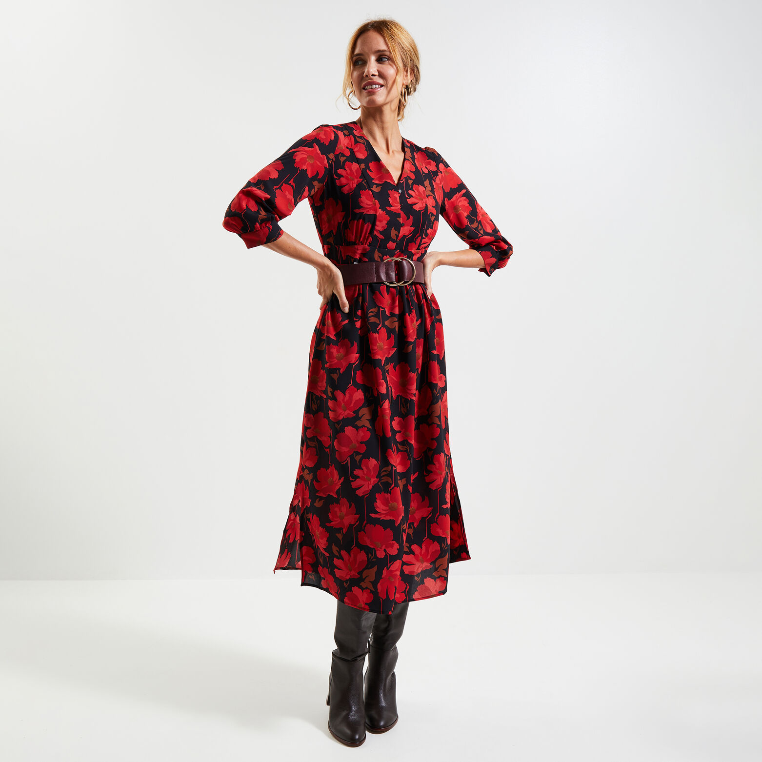 Robe mi-longue femme