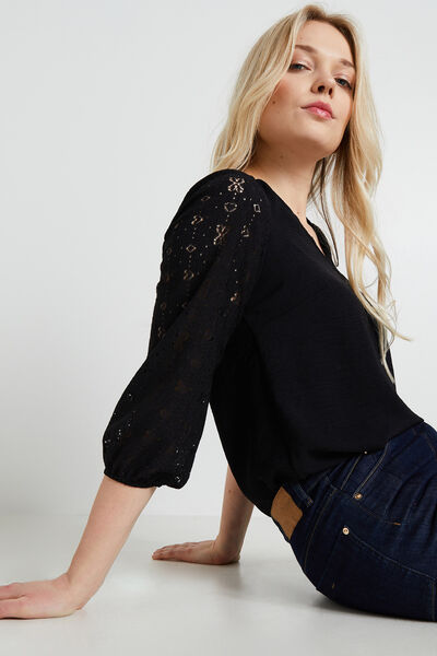 Blouse details ajourés femme