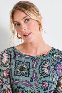 Robe imprimée manches 3/4 femme